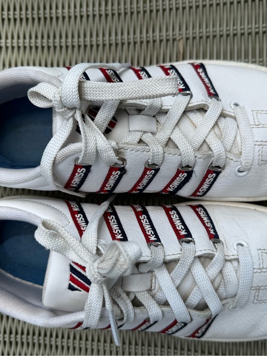 K-Swiss Shoes - K-Swiss White Sneakers with Red & Navy Branding